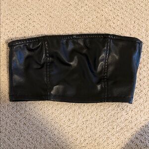 Edikted Black Faux Leather Tube Top